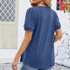 Spring Summer Pleated T Shirts Solid Color Women's Top Fashion O Neck Short Sleeve T-shirt