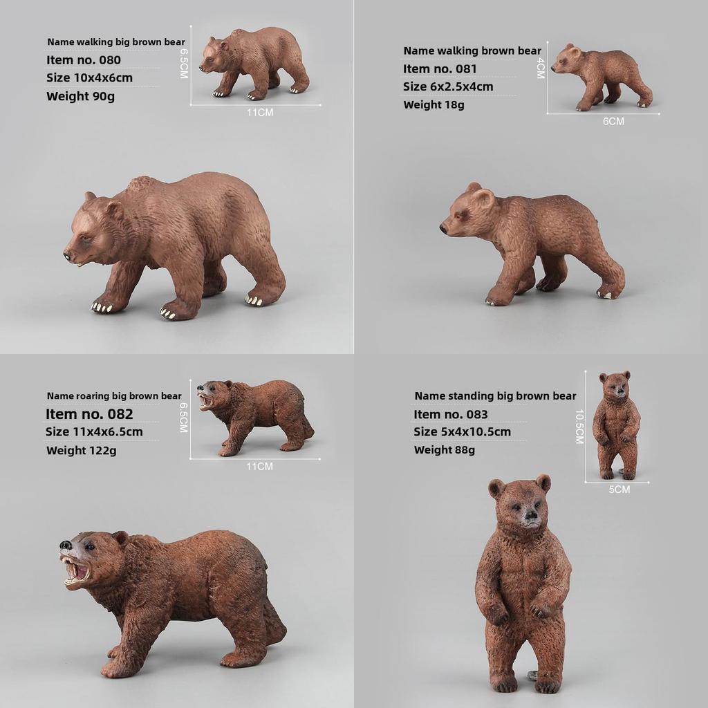 Wild Brown Bear Pvc Figurine Collection With Realistic Design For Young Children