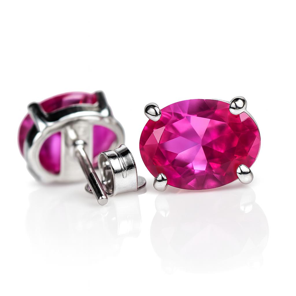 Natural Certified 15.33 Ct Loose Gemstone 925 Sterling Silver Pink Ruby Earrings