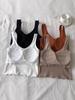 Girls' Solid Color Cropped Tank Top with Built-in Bra Pads - Versatile Inner or Outer Wear.