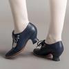 Spring 2024 Hollow Lace-up High-heeled Plus Size Women's Casual Shoes - New European and American Style