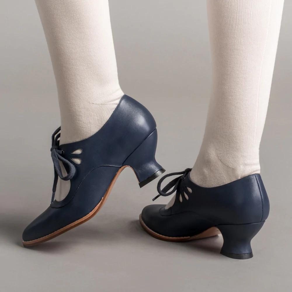 Spring 2024 Hollow Lace-up High-heeled Plus Size Women's Casual Shoes - New European and American Style
