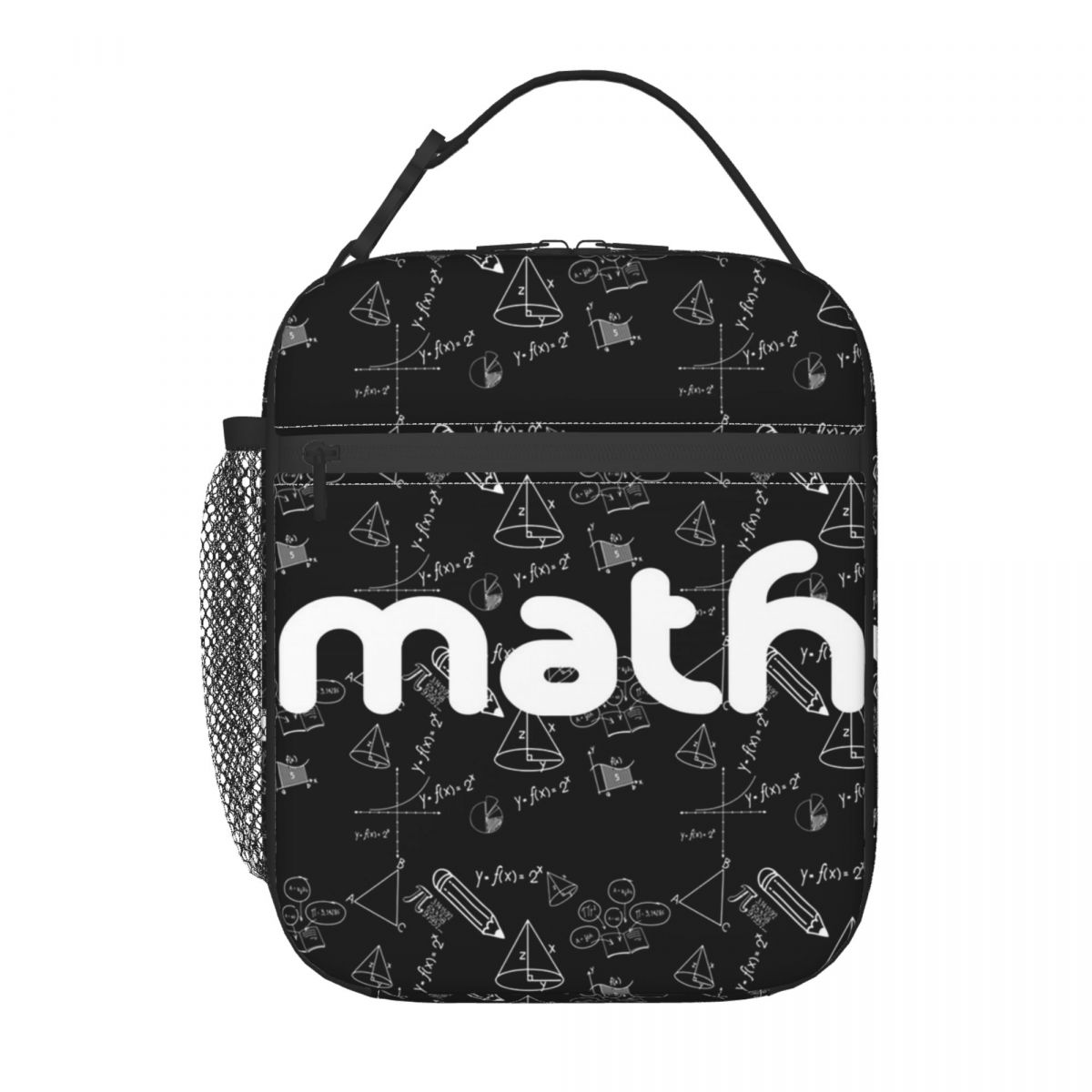 

Math Themed Black And White Equation Design Insulated Lunch Bag for Women Children Portable Food Boxes Thermal Lunch Box Tote One Size