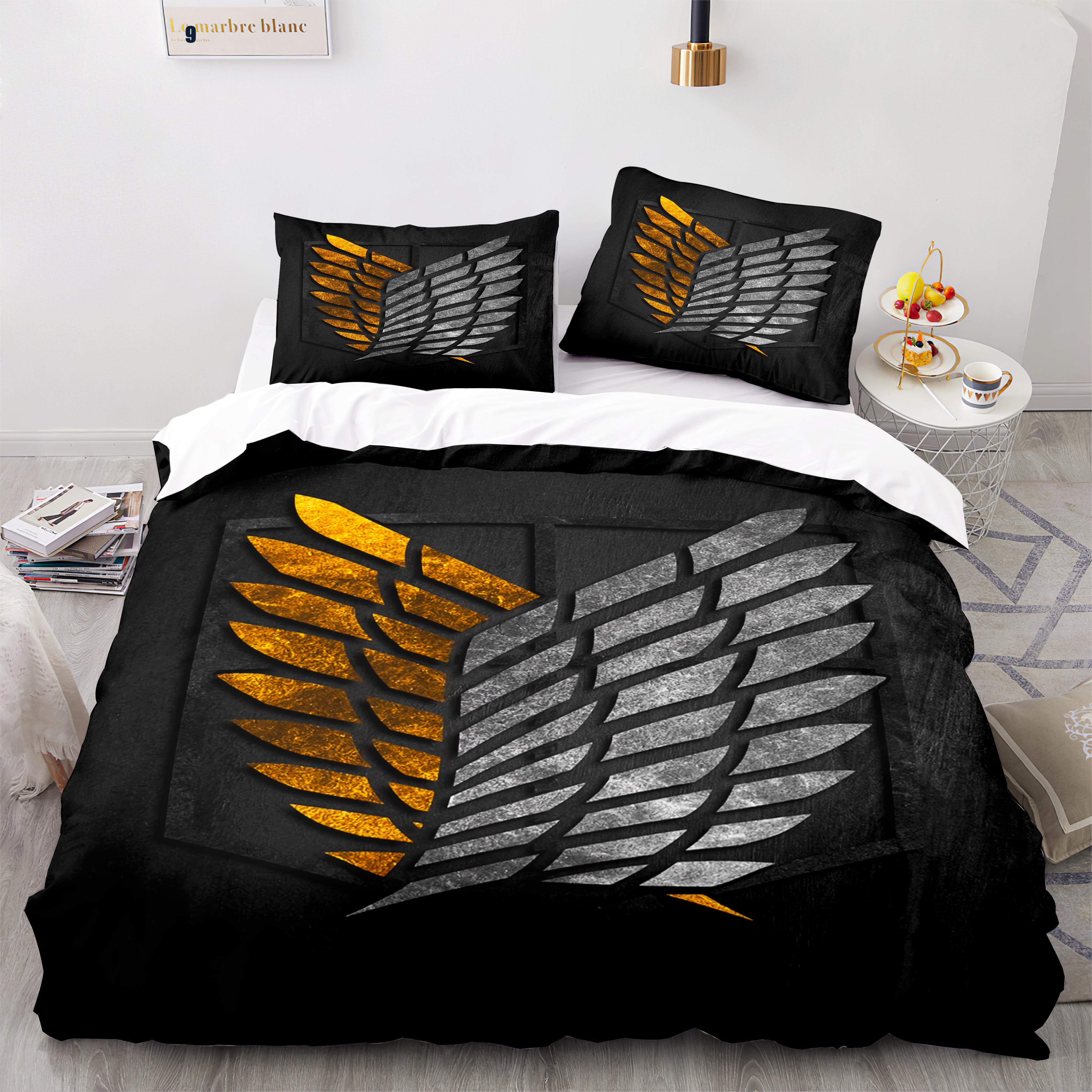 Jessica Chen Unisex Attack On Titan Bedding Set Single Twin Full Queen King Size Attack On Titan Bed Set Aldult Kid Bedroom Duvetcover Sets 044