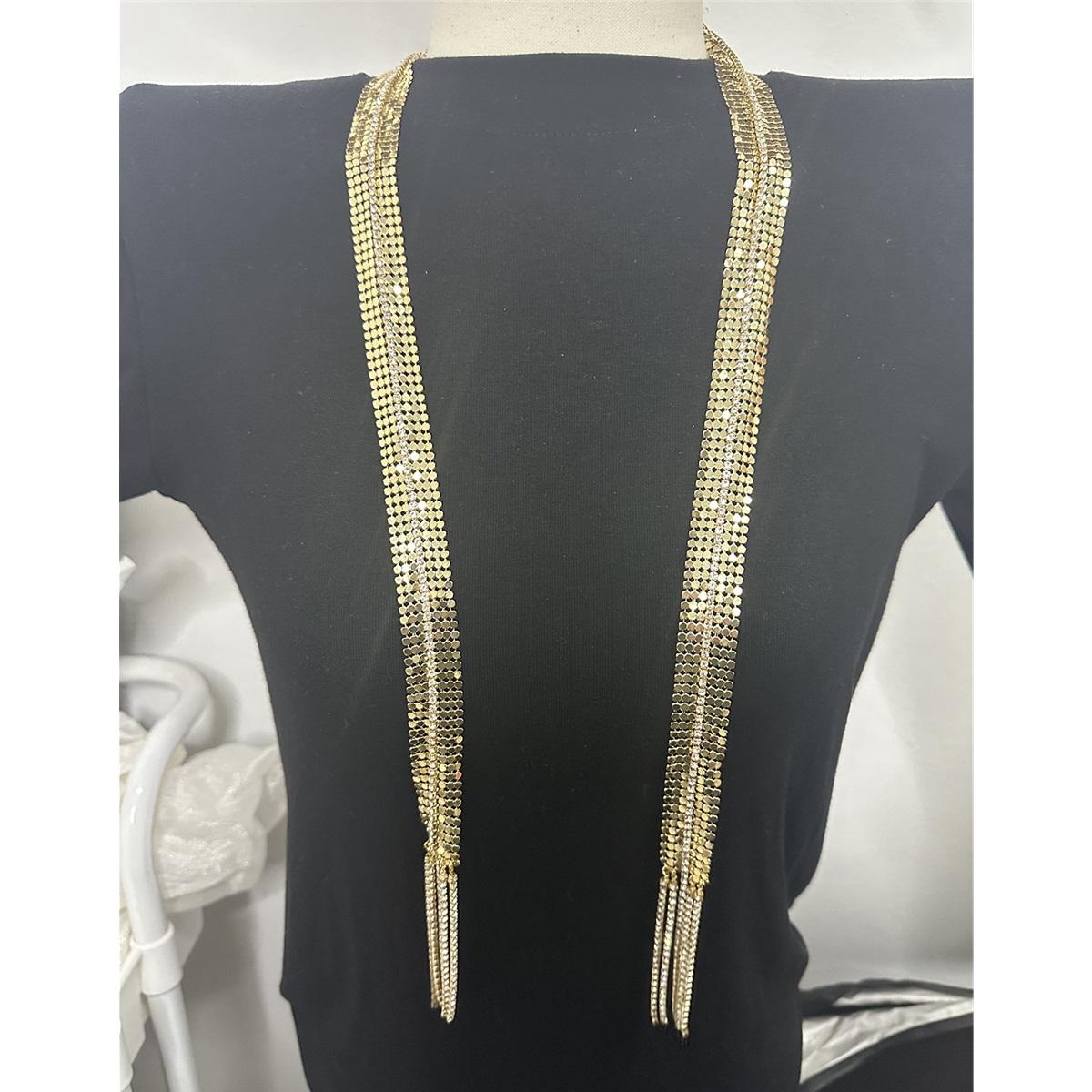 

Tooxika Personalised Fashionable Sequins Glitter Diamond Tassel Necklace Multi-wear Trend Nightclub Style Spicy Girl Necklace золотий