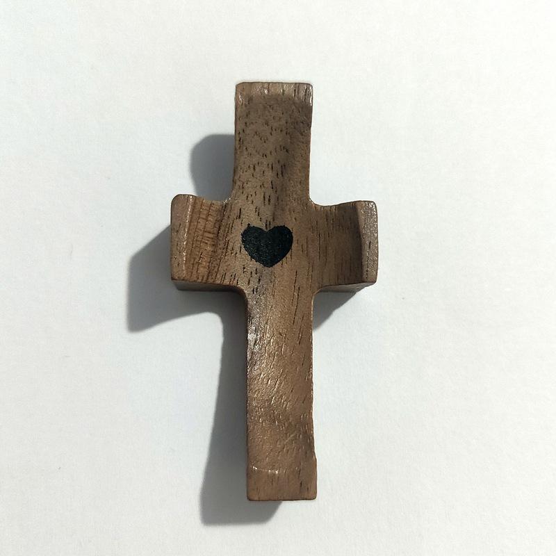 Black Walnut Cross Church Easter Gift Thumb Handle Wooden Cross