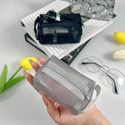 Bolsa de Almacenamiento de Malla de Nylon Tridimensional Simple Gran Capacidad para Llaves, Pintalabios, Cargador, Cable de Datos, Auriculares, Organizador, Tarjetero