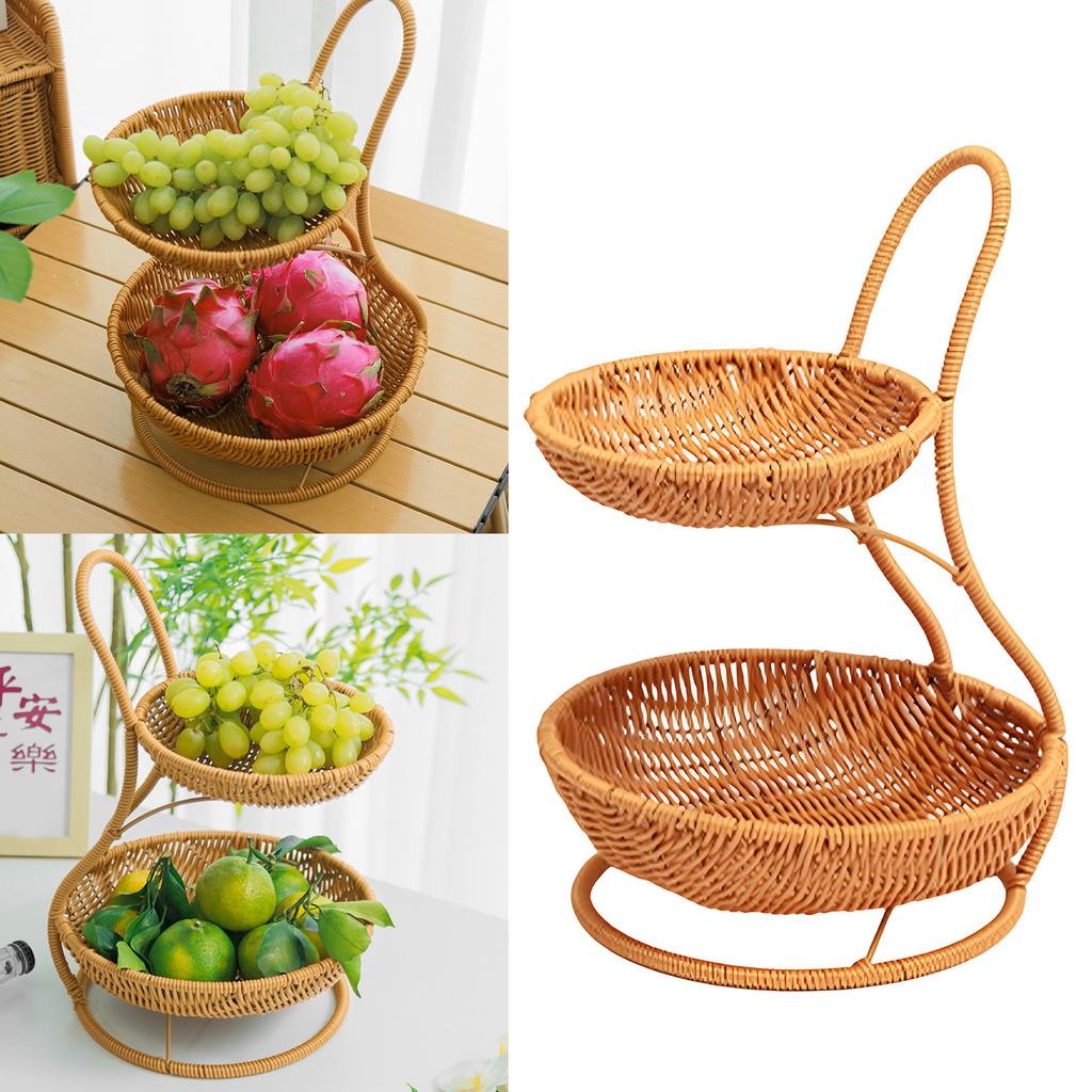 Stackable Plastic Wicker Basket Breathable Design Decorative Fruit Tray For Freshness Produces Storage Indoor Outdoor Use