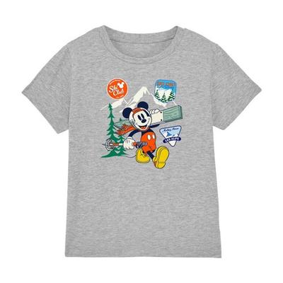 Childrens/Kids Ski Club Mickey Mouse Badge Heather T-Shirt