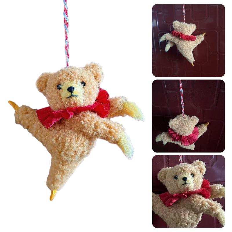 Cartoon Dancing Bear Plush Doll Room Bedside Pendant Bear Plush Accessory Bear Plush Ornament for Bag and Key Decorating