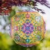10 Zoll Metall Mandala Windspiel Outdoor Gartendekor Mehrfarbig Floral Hängekunst für Terrasse Balkon Hof Keine Batterie erforderlich