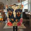 Rottweiler und Blätter, Muster Flanelldecke, Hohe Qualität, Bequem für alle Jahreszeiten, Heimdekoration, Wärme und Komfort, Perfekt für Geschenke.