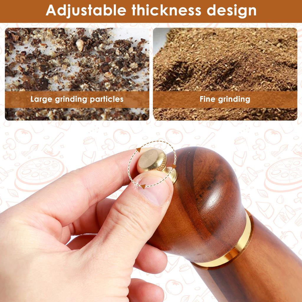 Wood Salt and Pepper Grinder Set with Base Coarseness Adjustable Salt Pepper Mill Grinder Manual Salt and Pepper Shakers with