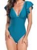 2024 Ruffle Swimsuit One Piece Sexy Straped Swimwear Women Padded Bathers Bathing Suit Female Swimming Summer Backless Beachwear