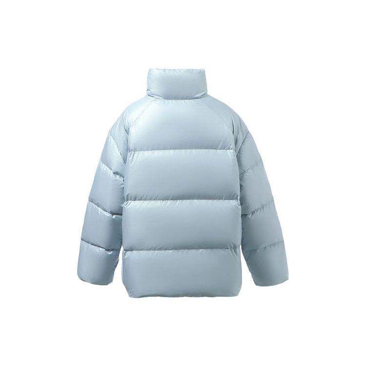 Li Ning Loose Fit Short Down Jacket With Stand Collar Women Jackets Blue AYMR372-4