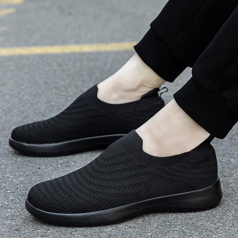 2025 men's shoes casual shoes summer new comfortable one-pedal shoes women's flying woven breathable running sneakers trendy shoes