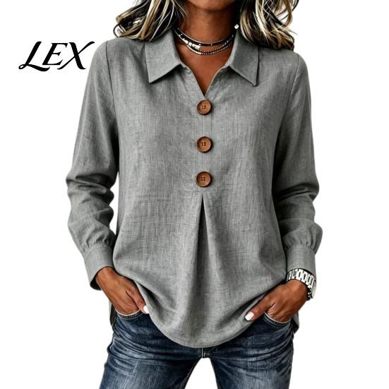 Lightweight Breathable Tops Women Button Down Shirt Blouse, Long Sleeve V Neck Loose Flowy Wrinkle Resistant Soft Skin Friendly Tunic Shirt,