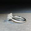 925 Sterling Silver Moissanite Women's Classic Four-Prong Ring, PT950 Plated.