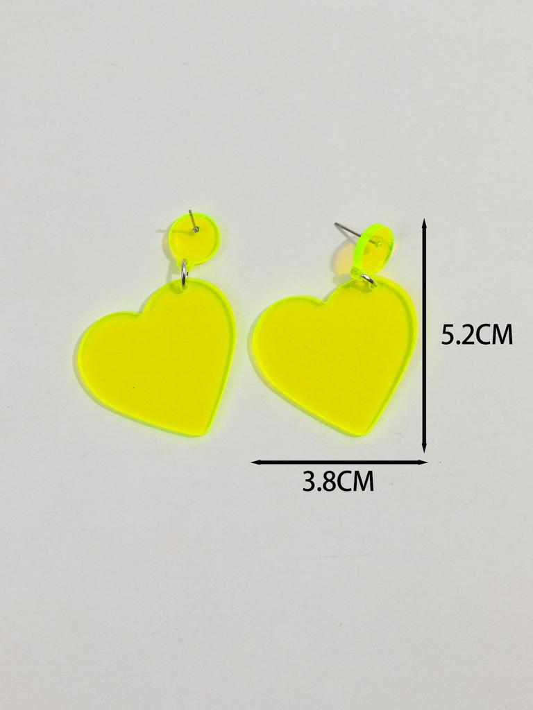 New Valentine's Day Heart Acrylic Earring for Women Girls Glitter Colorful Love Shape Drop Earrings Fashion Jewelry Gifts