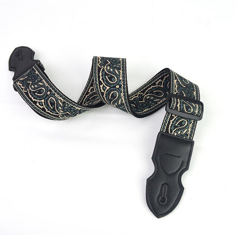 Adjustable Guitar Strap Embroidered Print Ethnic Style Guitar Strap For Folk Electric Guitar Bass Ukulele Guitar Accessories