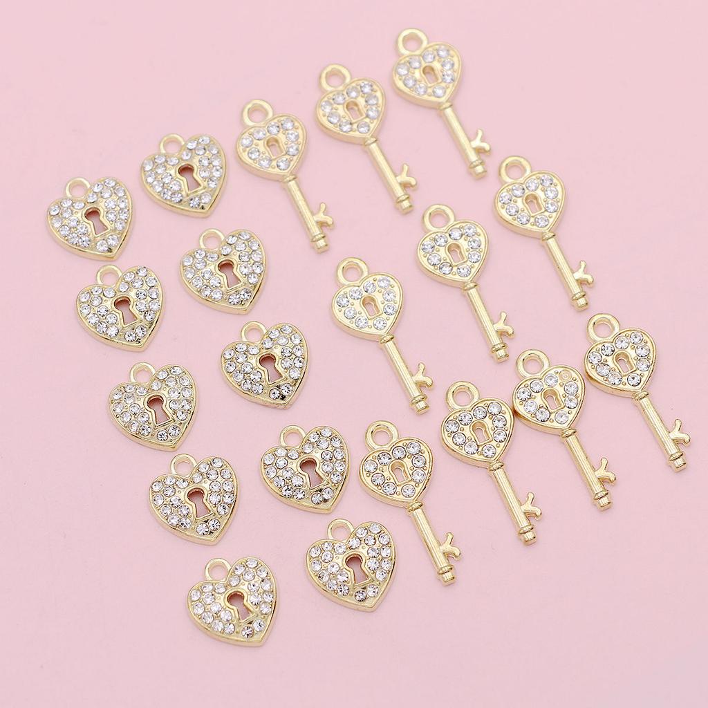 20Pcs Silvery Lock And Key Charms Pendants For Jewelry Making Diy Necklace Bracelet Key Chain Accessories Valentine'S Day Gift