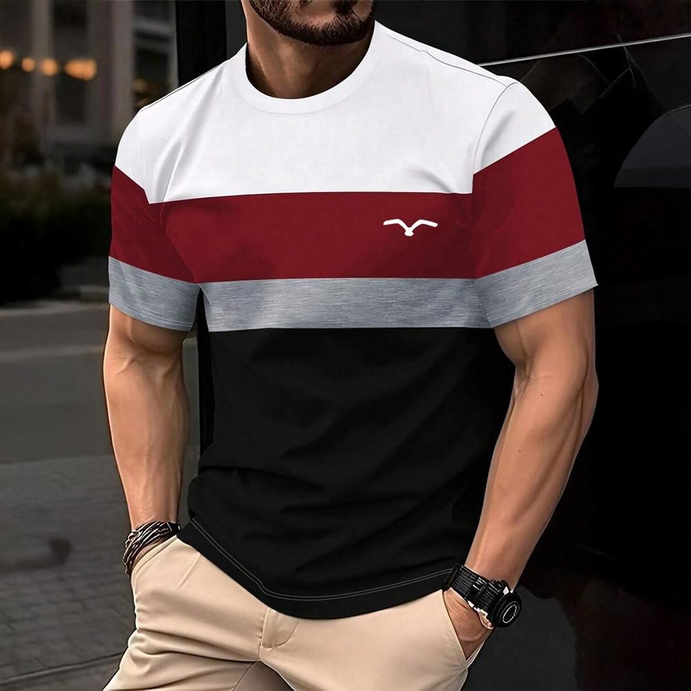 Fashionable men's T-shirt summer outdoor casual round neck short sleeved top