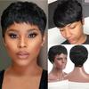 Natural Brazilian Remy Hair Short Wig Pixie Cut For Black Women Daily Party Halloween Christmas