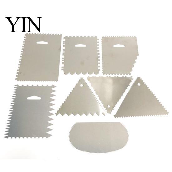 Metal Dough Cutter for Pastry Stainless Steel Cake Scraper with Multi-faceted Sawtooth, Rectangle/Pentagon/Triangle/Semi-circle Shape Cream Food Grade