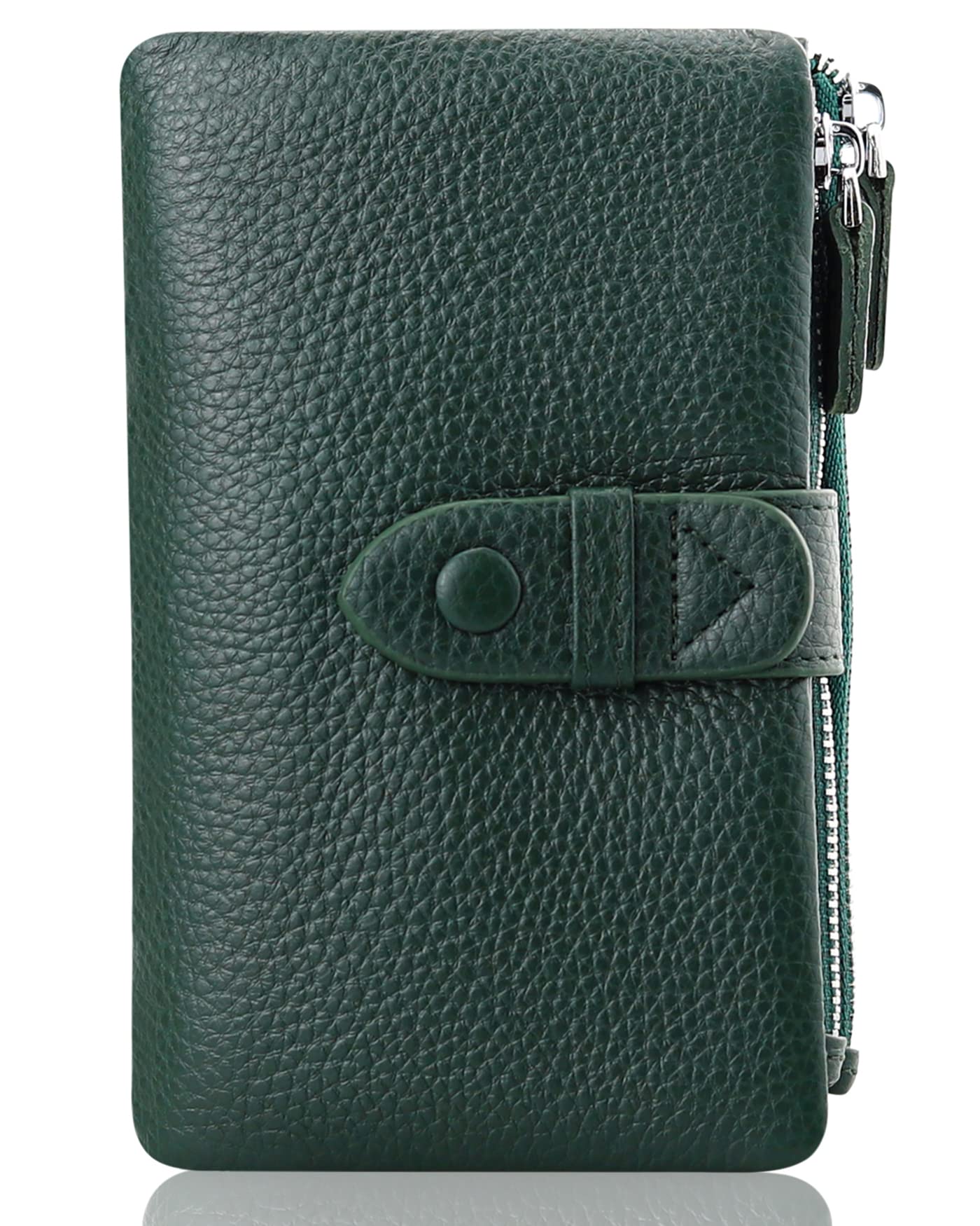 

Bifold Genuine Short Wallet with Coin 18 Card Bill Large Double Button and Double Zipper Perfect for or as a Gift [F.ZH] Women s Wallet, Leather,