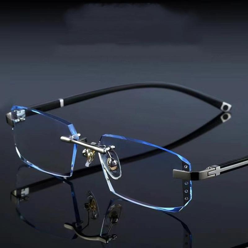 Unbridged Myopia Glasses For Men And Women Ultra-Light Rimless Frame Radiation Protection Color Changing(Ds-8068)