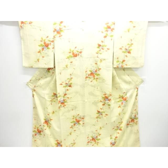 Branch and flower pattern fine pattern kimono [used] [worn] [small pattern]