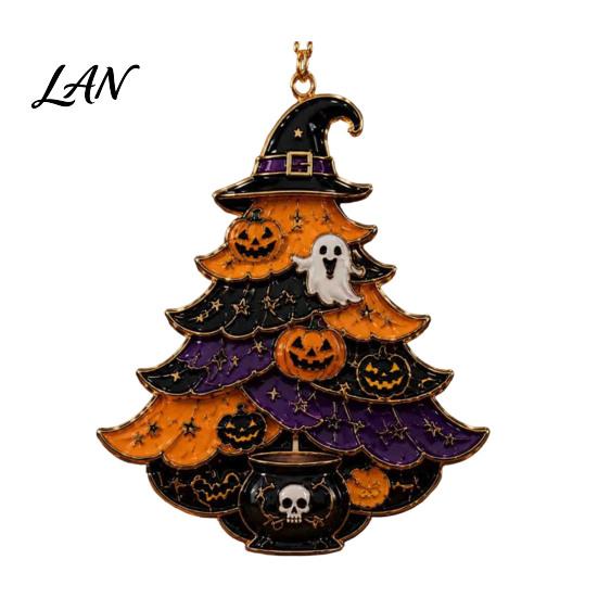 Small Halloween Gifts for Kids Tree Acrylic Hanging Ornament, Pumpkin Ghost Skull Seasonal Trick or Treat Party Supplies Decor, Spooky Pendant