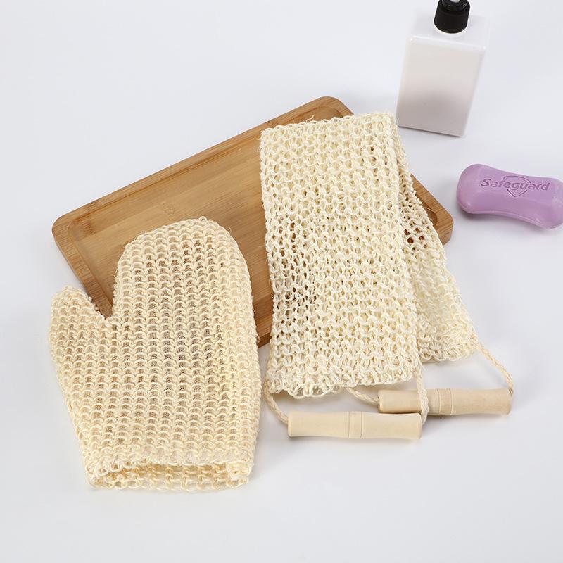 Body Cleaning Washcloth Sisal Hemp Cleaning Mud Rubbing Shower Set Home Hotel Shower Ball Back Exfoliating Skin Towel Bath Glove