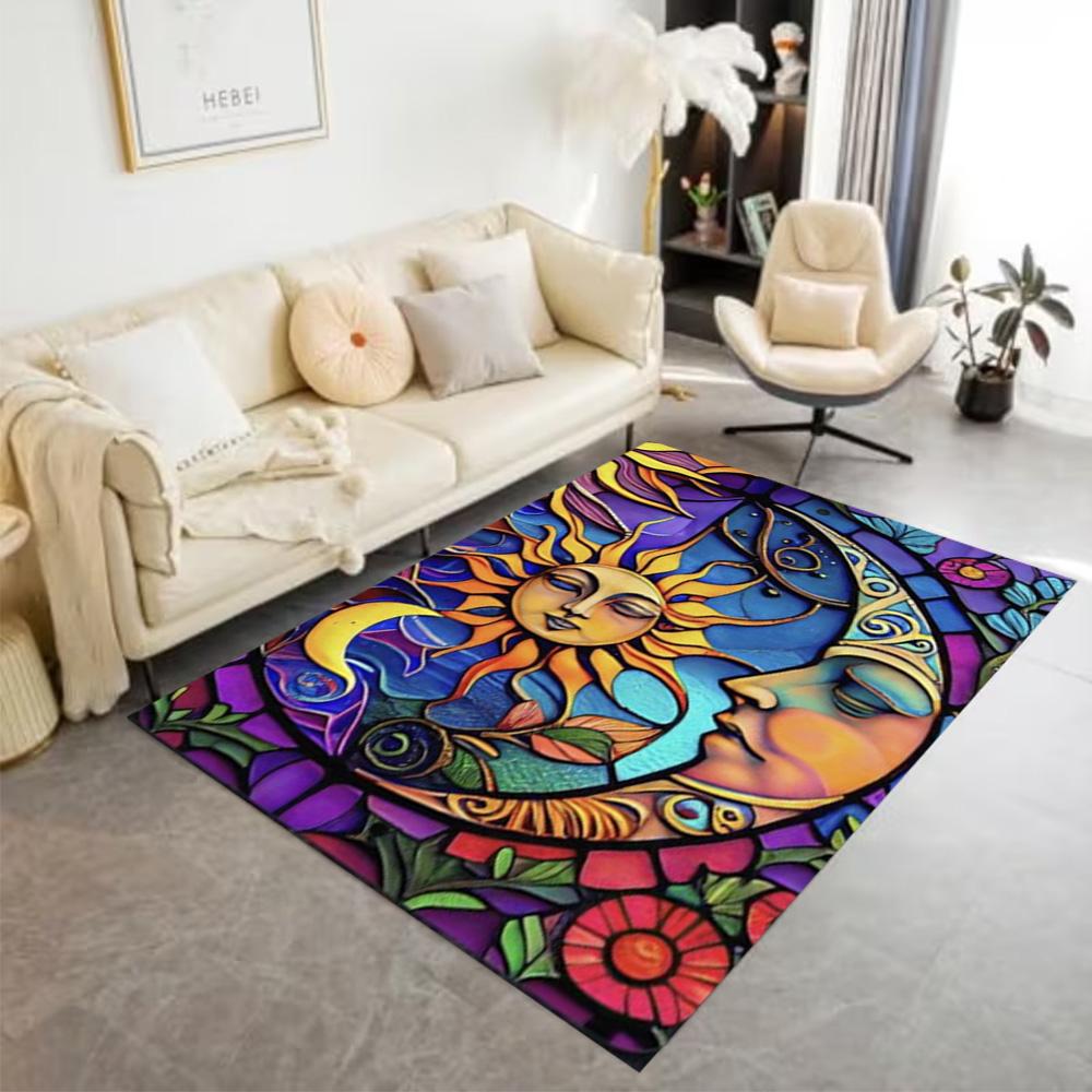 Sun and Moon Design Rug Home Carpet Non Slip Office Decor Gift Living Room Bedroom