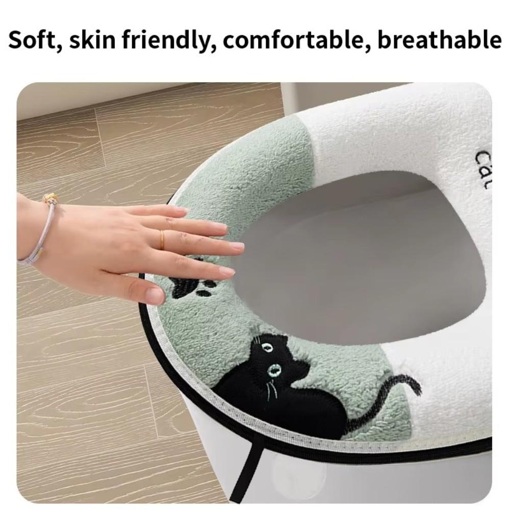 Cat Pattern Toilet Seat Pad Plush Toilet Seat Cover Toilet Seat Cushion  Four Seasons Universal