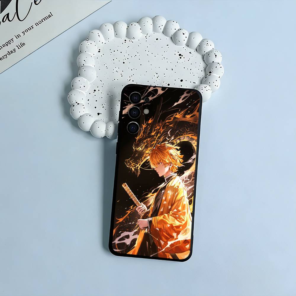 

D-Demon Slayer- Kimetsu no Yaiba Black Soft Silicone Phone Case for Samsung S25, S24, S21, S22, S23, S30, FE, Lite Samsung S24fe