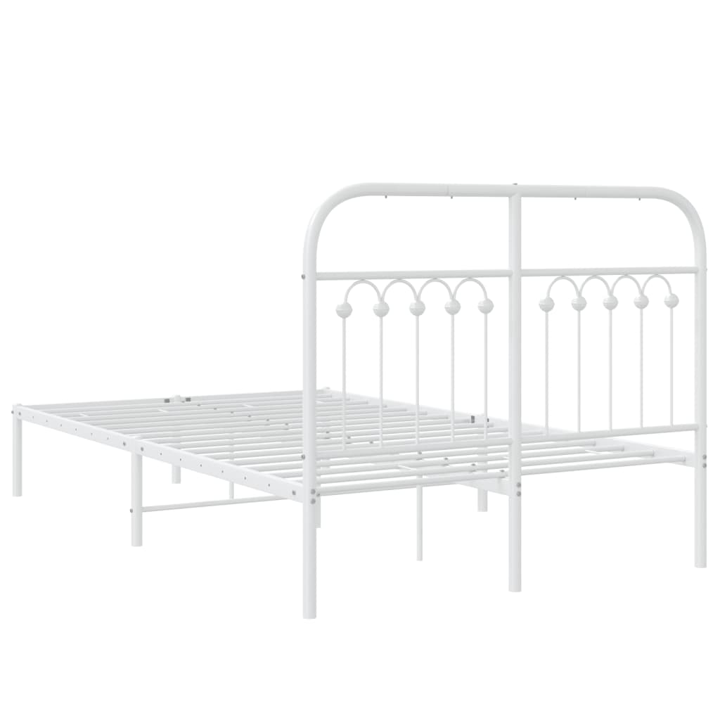 Metal Bed Frame with Headboard White 120 x 190 cm