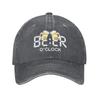 Beer Oclock Unisex Style Baseball Cap Beer Lover Distressed Cotton Hats Cap Classic Outdoor Summer Adjustable Fit Headwear