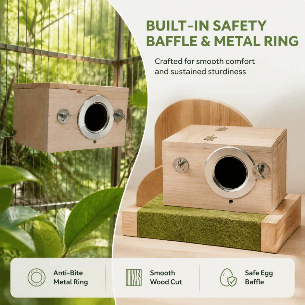 Paulownia & Pine Wood Bird Breeding Box Wood Construction Roost Box Parrot House For Lovebirds