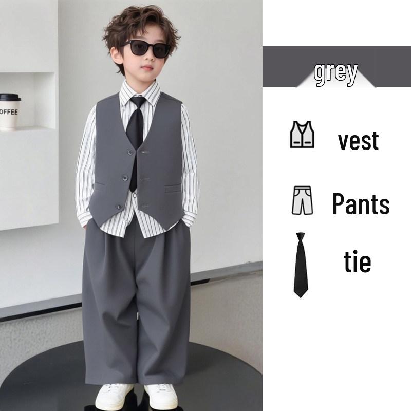 Boys' Spring Casual Suit Set - Formal Page Boy & Piano Performance Wear