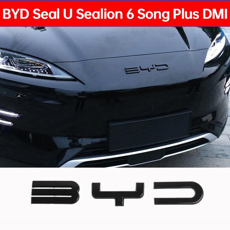 For BYD Song Plus DM-i Seal U Sealion 6 Black Warrior Front Logo Cover Emblem Badge Trim Exterior Modification Accessories