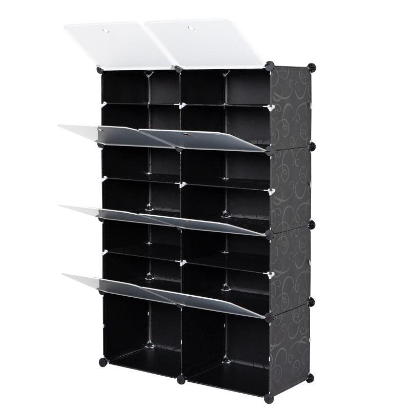 7-tier 14 Grids Shoe Rack Organizer Portable Large Capacity Tower Shelf Storage Cabinet Stand For