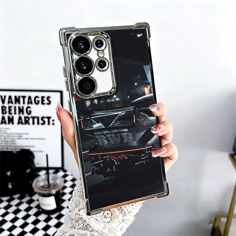Sports Car RWB Cool Plating Phone Case For Samsung Galaxy S24 S25 FE S26 Edge S23 Ultra S22 S21 Plus S20 Anti-Fall Airabag Cover
