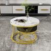 Elegant Assemblable Coffee Table: Marble Look, Gold Decor, Side Table with Drawers – Set of 2