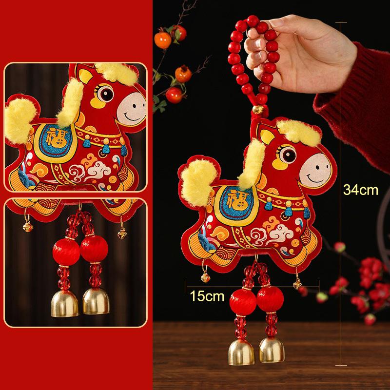 Hot 2026 New Year Door Hanging "Fu" Character Zodiac Pendant Money Bag Fish Ornament Festive Decoration For Chinese New Year