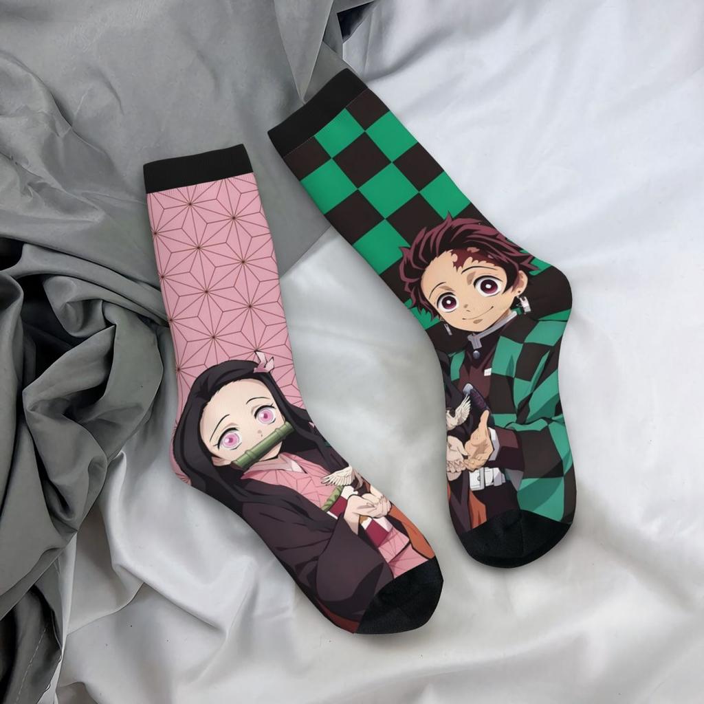 Anime Demons Slayers Socks Funny Stockings Men Quality Running Sports Socks Winter Design Non Skid Socks