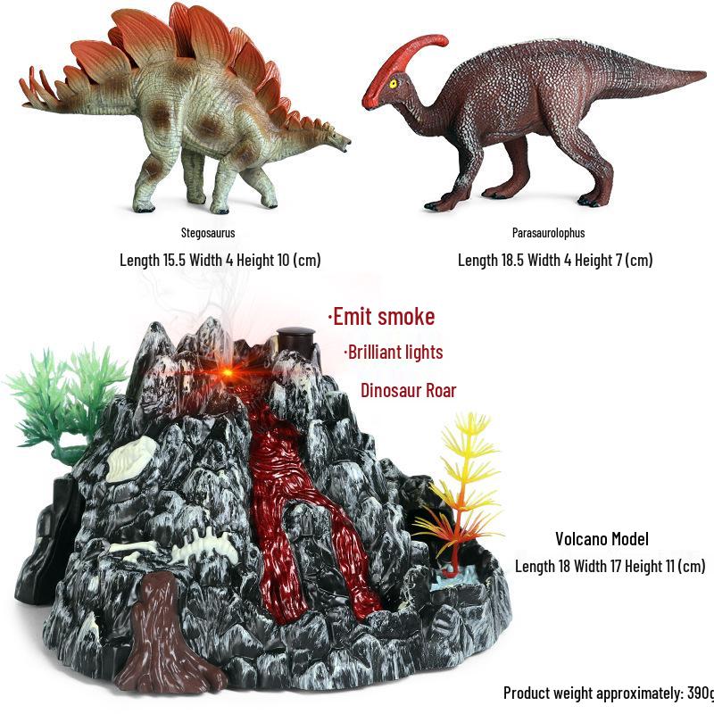 Kids' Volcano Model with Dinosaurs & Animal Scene – Sandbox, Fish Tank, or Desk Decoration