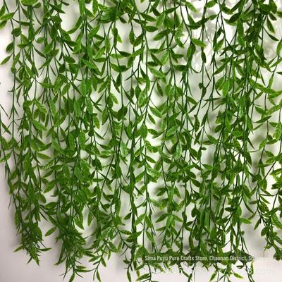 Grünes Weidenblatt-Drachen-Decken-Rattan-Wandbehang-Pflanzendekoration.