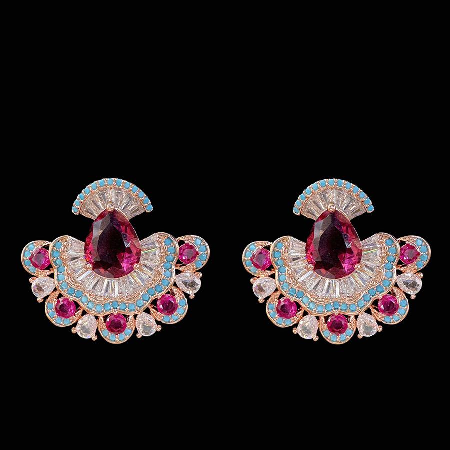 Light Luxury Premium 9 Pendant Pigeon Blood Pendant Treasure Royal Sapphire Girl Skirt Diamond Earrings Women