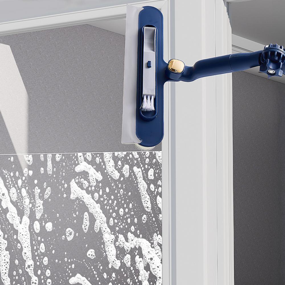 Window Brush Glass Wiper with Flexible Corner Head 180-degree Rotating Panel Double-sided Scraper with Built-in for Outdoor